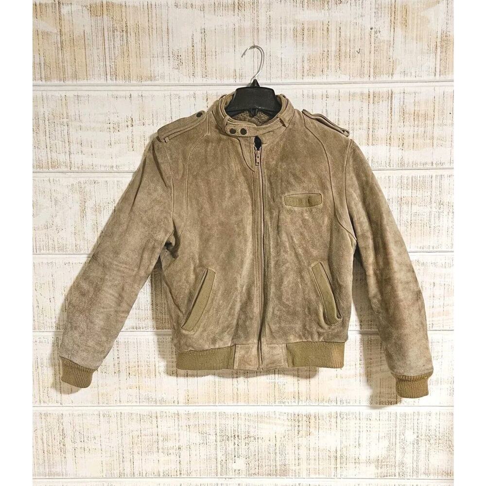VINTAGE 80s In Crowd‎ by Celebration Leather Cowhide Bomber Jacket Sz Med